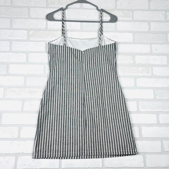 Princess Polly Missing Soul Mini Dress Striped Spaghetti Strap Grey Size 6 NWT - Picture 14 of 15